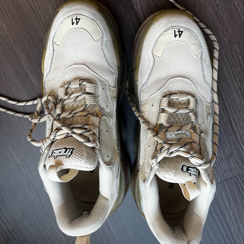Balenciaga Triple S Sneakers – Size 41 – White/Cream – Worn but Original